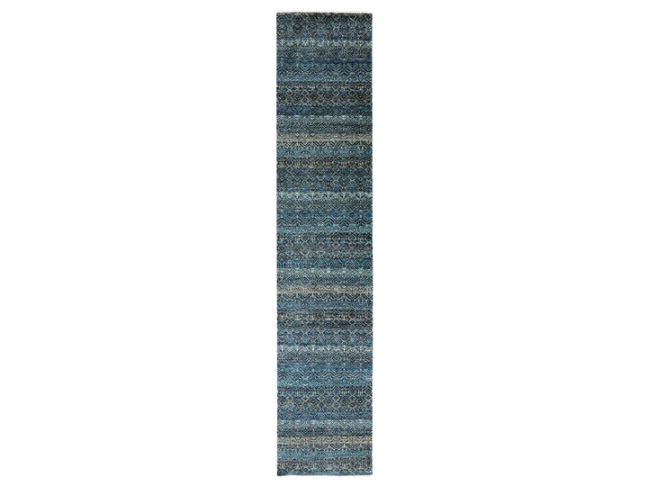 2'5" x 12'0" New Hand Knotted Blue Wool Runner Oriental Rug - MOA10279499