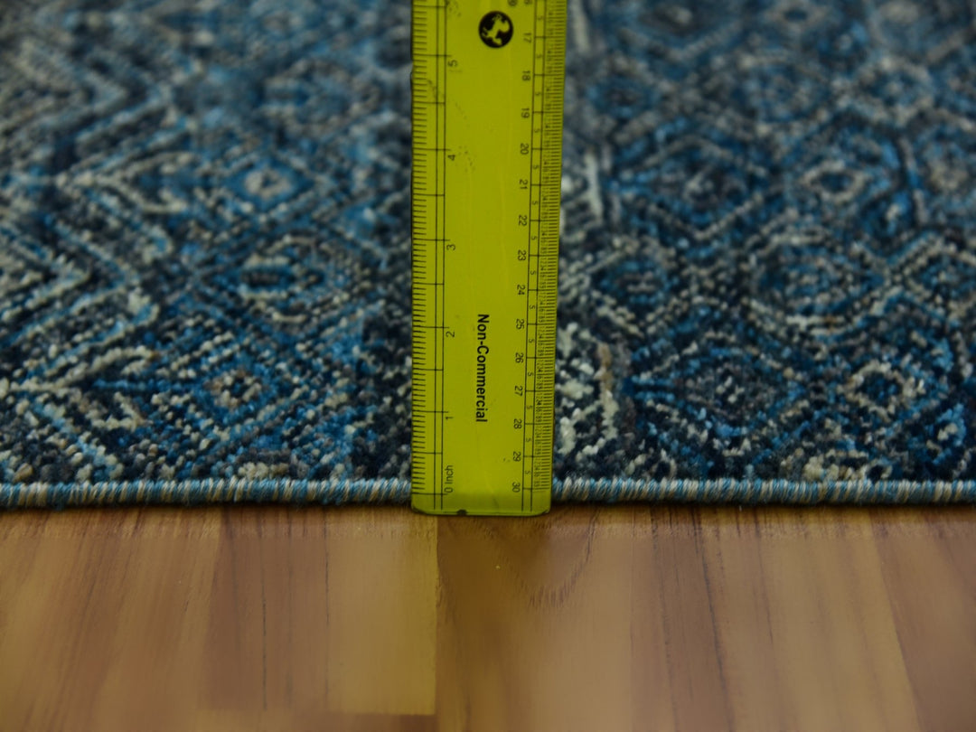 2'5" x 12'0" New Hand Knotted Blue Wool Runner Oriental Rug - MOA10279499