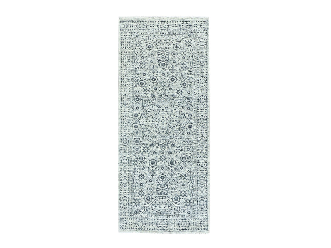 2'6" x 6'0" New Hand Knotted Ivory Wool Runner Oriental Rug - MOA10279501