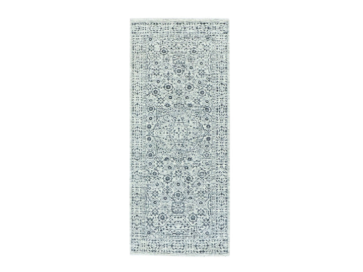 2'6" x 6'0" New Hand Knotted Ivory Wool Runner Oriental Rug - MOA10279501