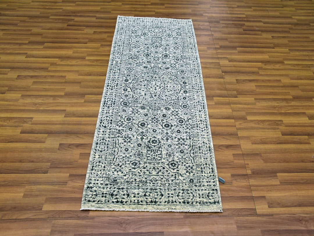 2'6" x 6'0" New Hand Knotted Ivory Wool Runner Oriental Rug - MOA10279501