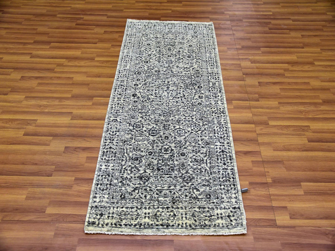 2'7" x 6'0" New Hand Knotted Ivory Wool Runner Oriental Rug - MOA10279502
