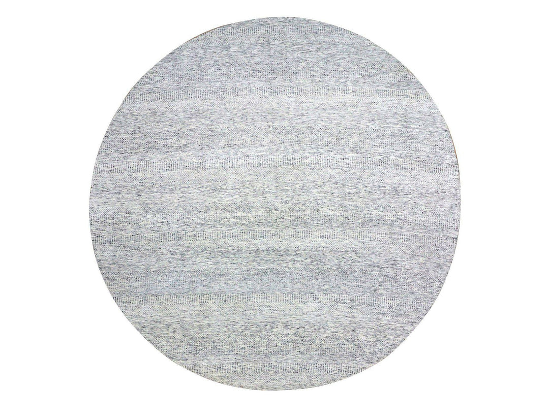 11'2" x 11'2" New Hand Knotted Grey Wool Round Oriental Rug - MOA10279507