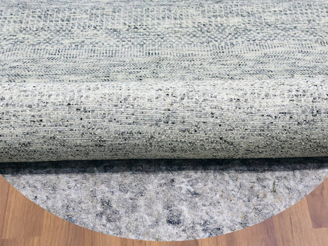 11'2" x 11'2" New Hand Knotted Grey Wool Round Oriental Rug - MOA10279507