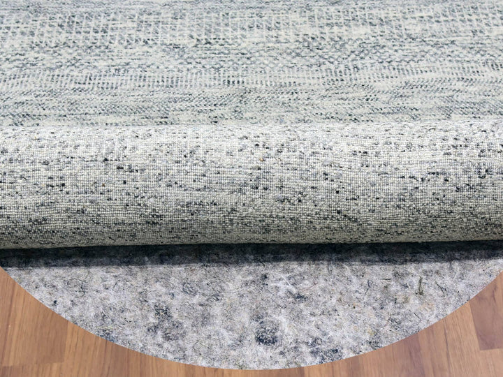 11'2" x 11'2" New Hand Knotted Grey Wool Round Oriental Rug - MOA10279507