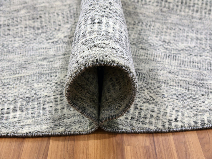 11'2" x 11'2" New Hand Knotted Grey Wool Round Oriental Rug - MOA10279507