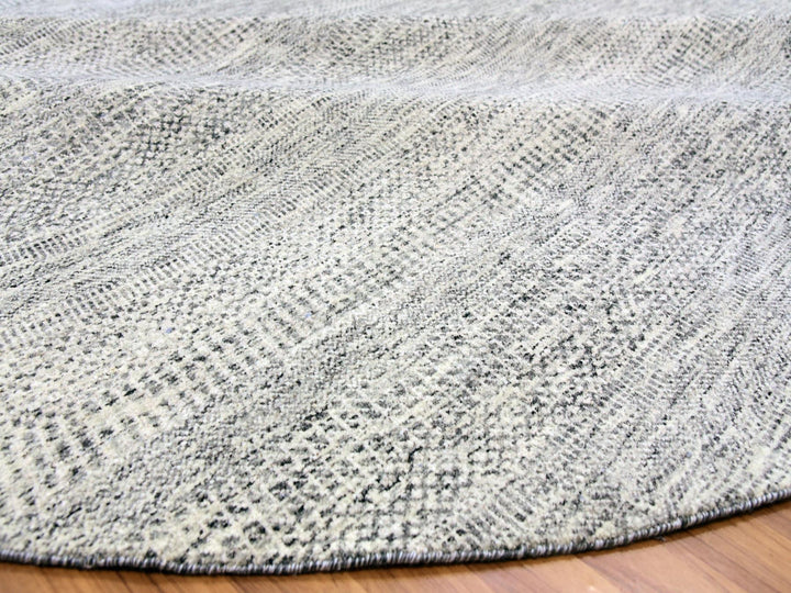 11'2" x 11'2" New Hand Knotted Grey Wool Round Oriental Rug - MOA10279507