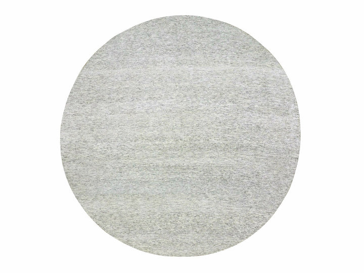 12'11" x 12'11" New Hand Knotted Grey Wool Round Oriental Rug - MOA10279509