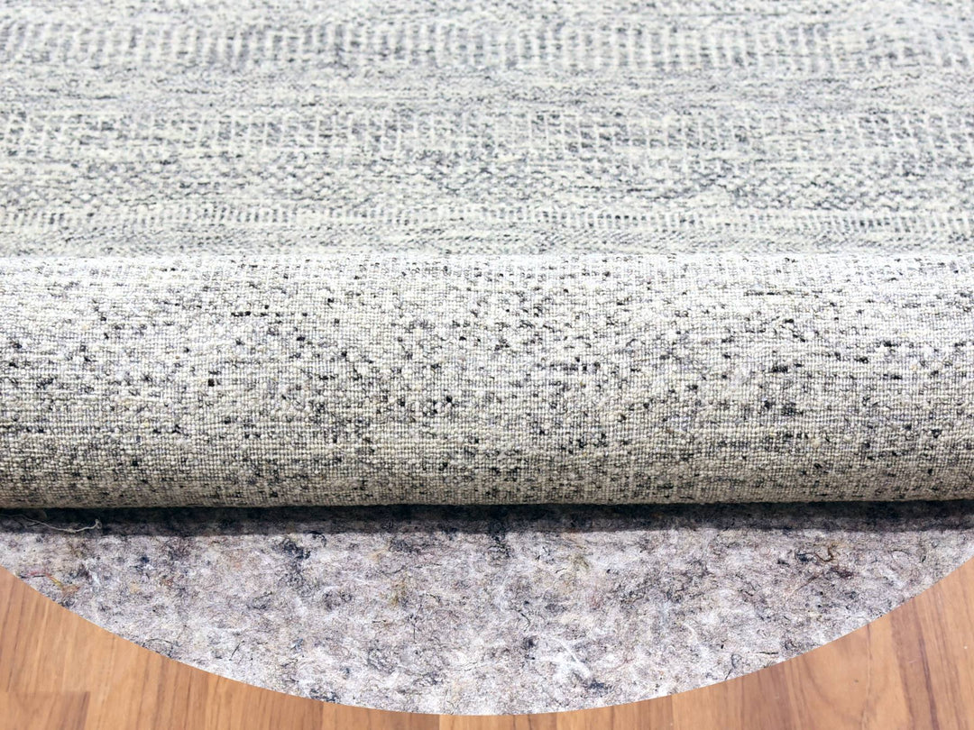 12'11" x 12'11" New Hand Knotted Grey Wool Round Oriental Rug - MOA10279509