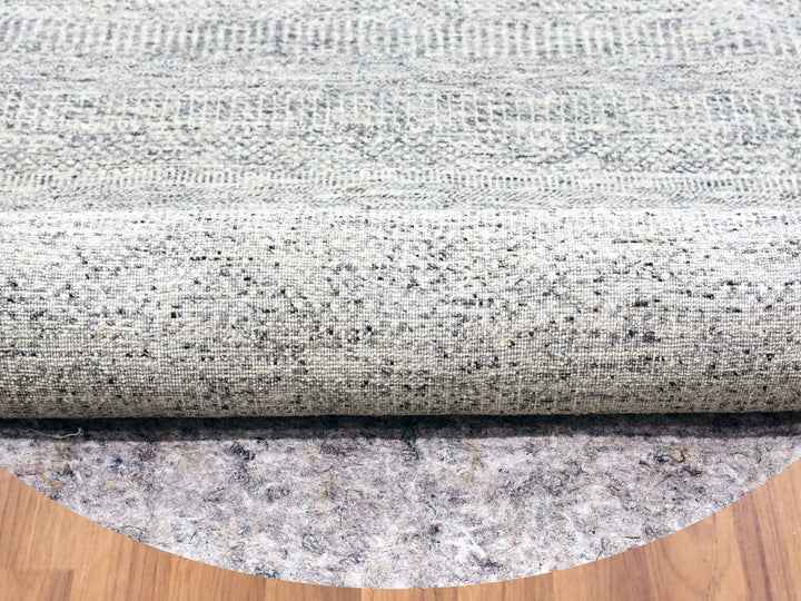 12'11" x 12'11" New Hand Knotted Grey Wool Round Oriental Rug - MOA10279509