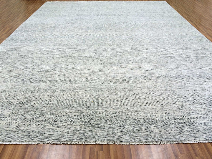 13'11" x 18'0" New Hand Knotted Grey Wool Rectangle Oriental Rug - MOA10279510