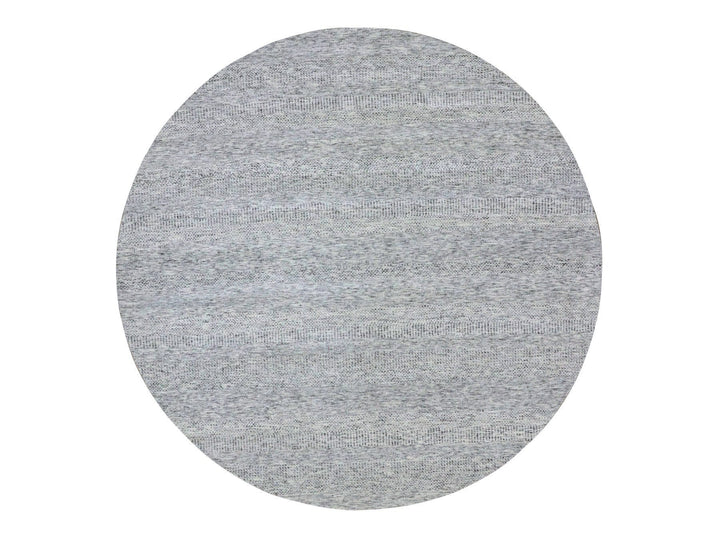 9'5" x 9'6" New Hand Knotted Grey Wool Round Oriental Rug - MOA10279511