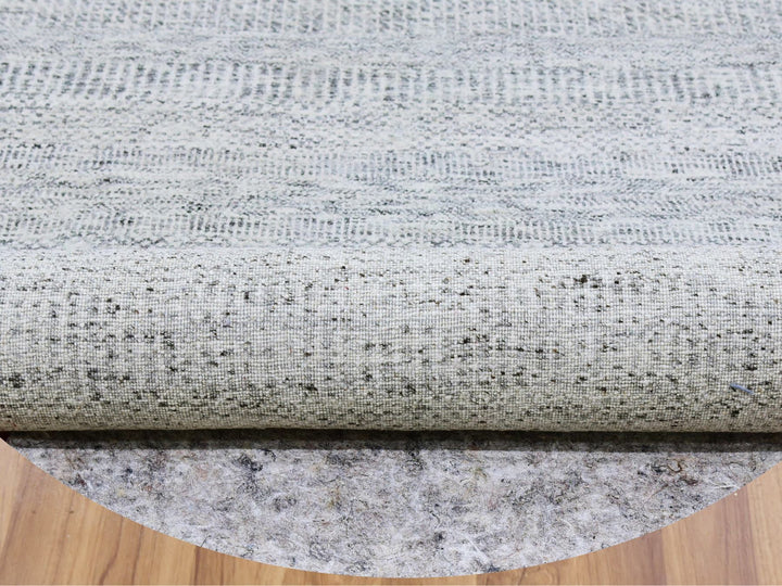 9'5" x 9'6" New Hand Knotted Grey Wool Round Oriental Rug - MOA10279511