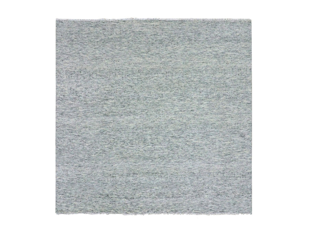 8'0" x 8'0" New Hand Knotted Grey Wool Square Oriental Rug - MOA10279512