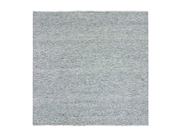 8'0" x 8'0" New Hand Knotted Grey Wool Square Oriental Rug - MOA10279512