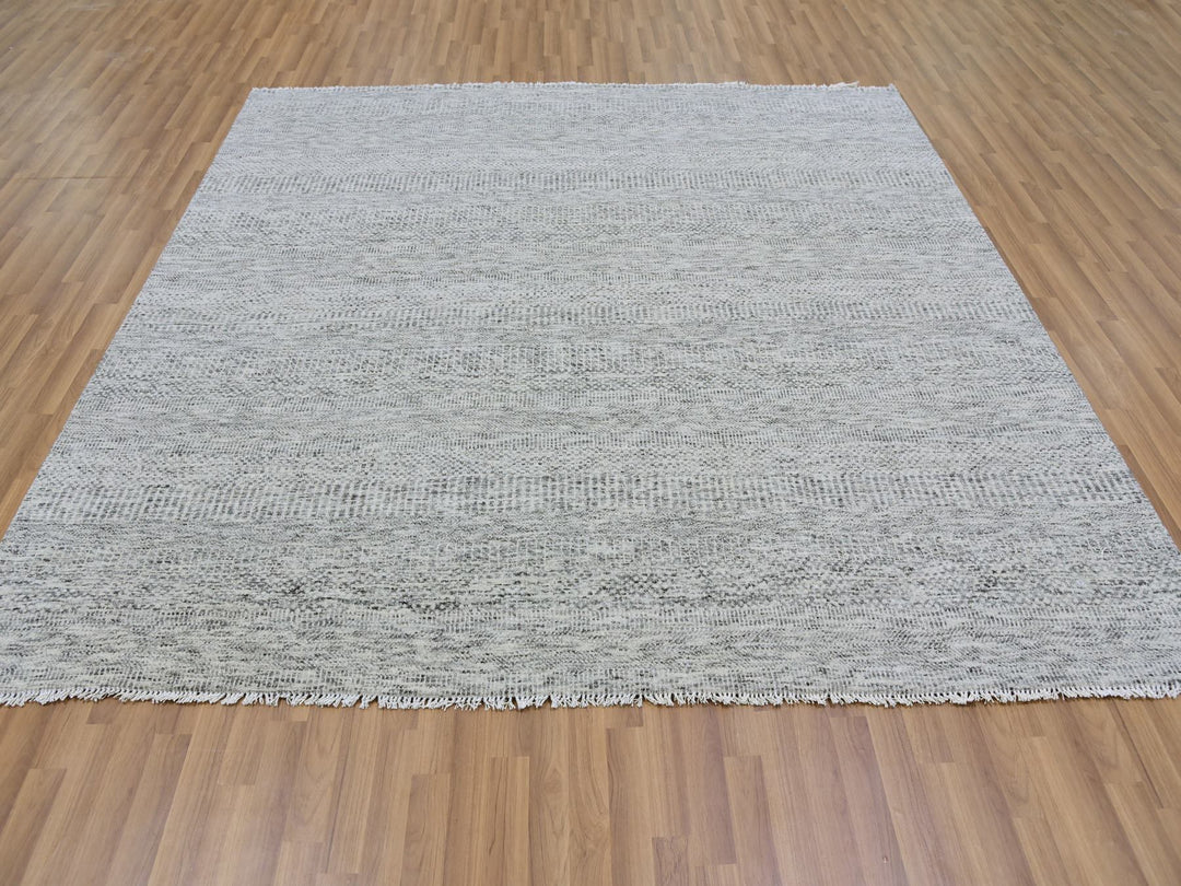 8'0" x 8'0" New Hand Knotted Grey Wool Square Oriental Rug - MOA10279512