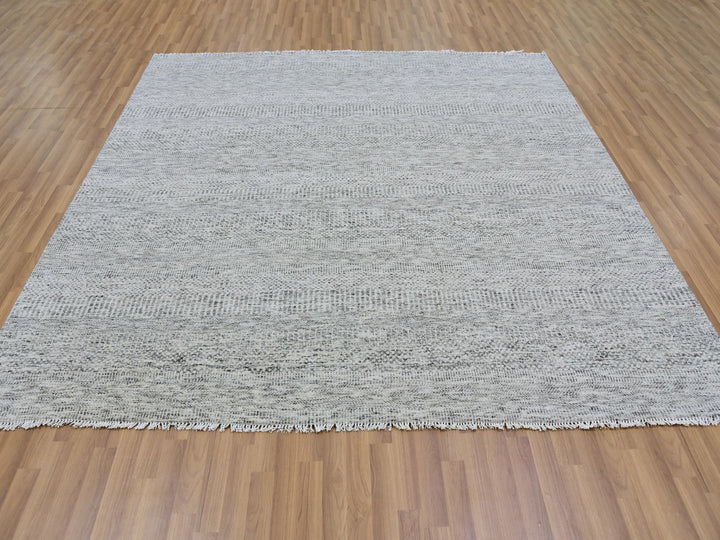 8'0" x 8'0" New Hand Knotted Grey Wool Square Oriental Rug - MOA10279512