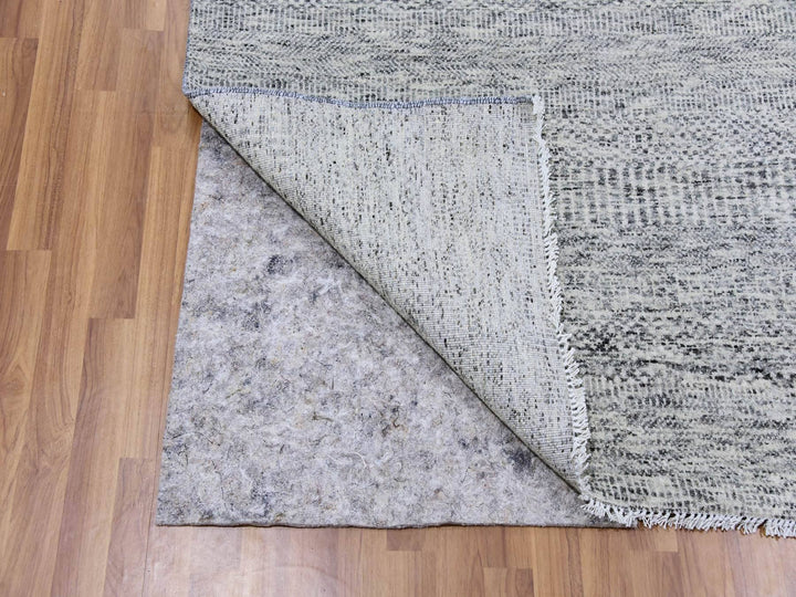8'0" x 8'0" New Hand Knotted Grey Wool Square Oriental Rug - MOA10279512