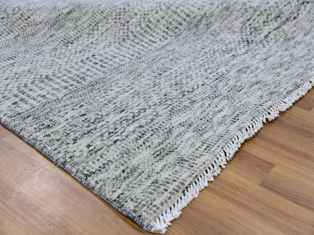 8'0" x 8'0" New Hand Knotted Grey Wool Square Oriental Rug - MOA10279512