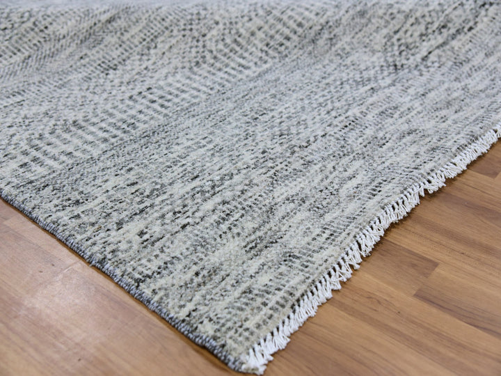8'0" x 8'0" New Hand Knotted Grey Wool Square Oriental Rug - MOA10279512