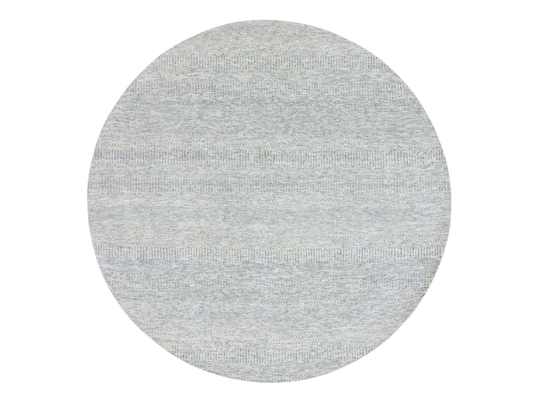 7'9" x 7'9" New Hand Knotted Grey Wool Round Oriental Rug - MOA10279515