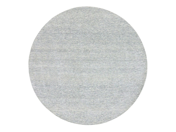 7'9" x 7'9" New Hand Knotted Grey Wool Round Oriental Rug - MOA10279515