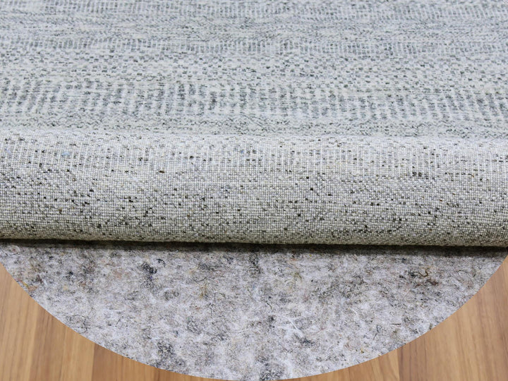 7'9" x 7'9" New Hand Knotted Grey Wool Round Oriental Rug - MOA10279515