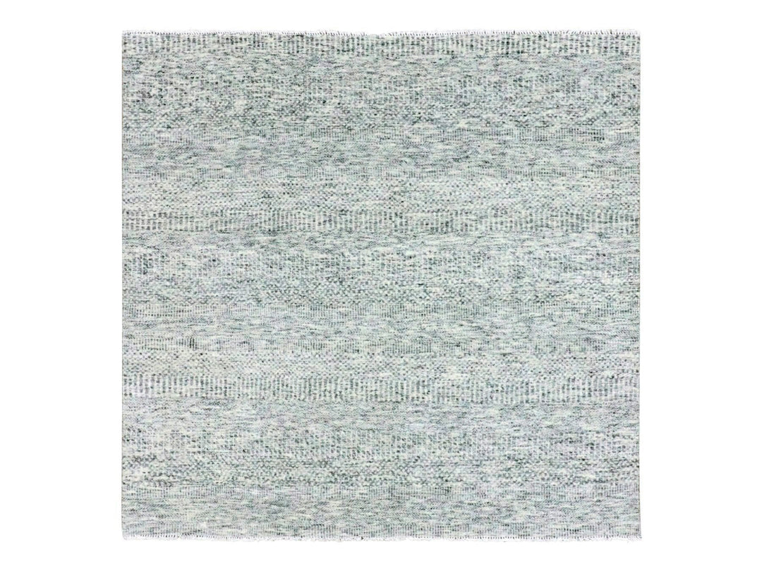 6'0" x 6'0" New Hand Knotted Grey Wool Square Oriental Rug - MOA10279518