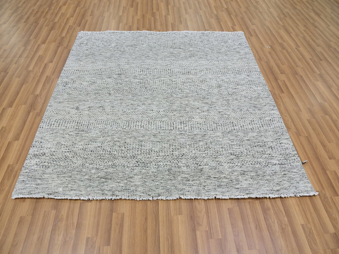 6'0" x 6'0" New Hand Knotted Grey Wool Square Oriental Rug - MOA10279518