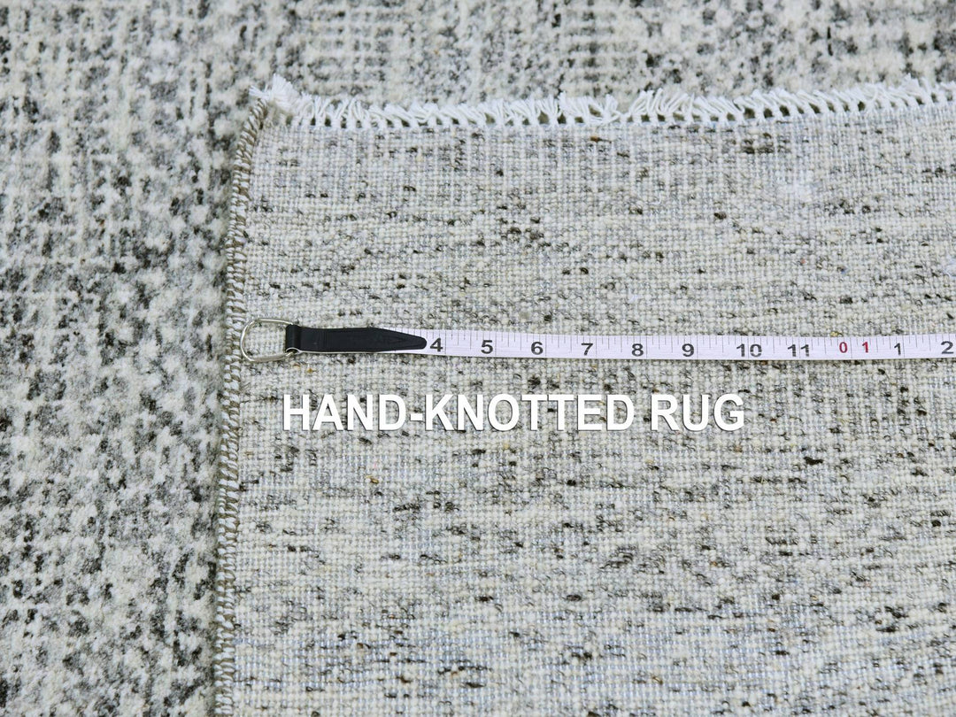6'0" x 6'0" New Hand Knotted Grey Wool Square Oriental Rug - MOA10279518