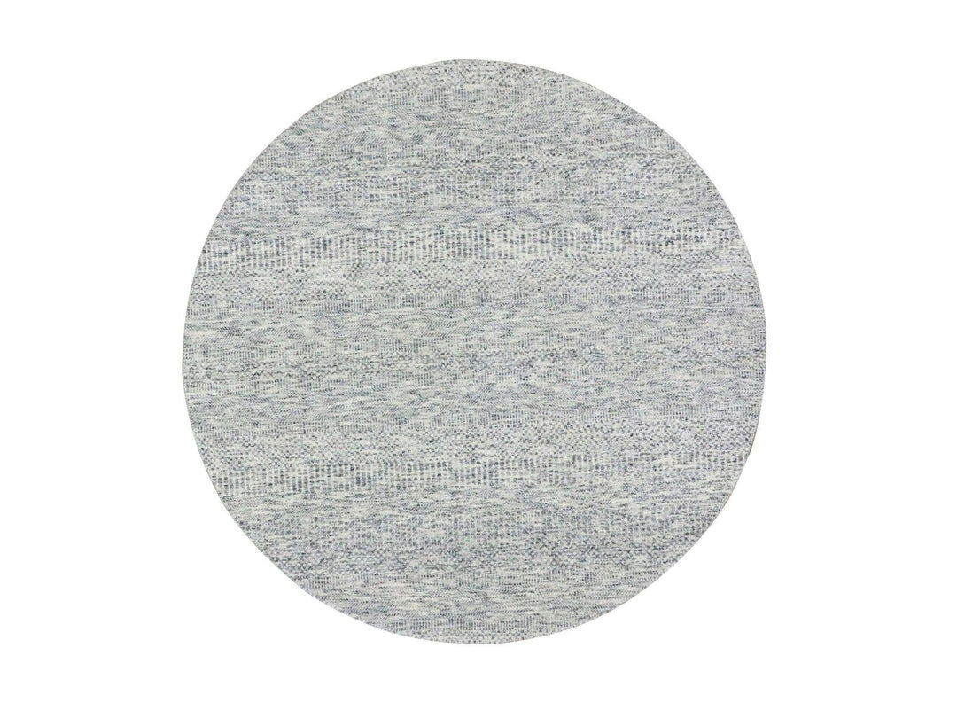 5'9" x 5'9" New Hand Knotted Grey Wool Round Oriental Rug - MOA10279519