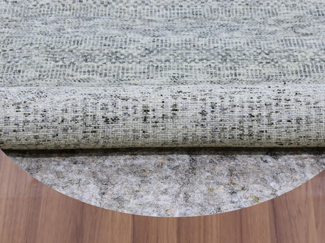 5'9" x 5'9" New Hand Knotted Grey Wool Round Oriental Rug - MOA10279519