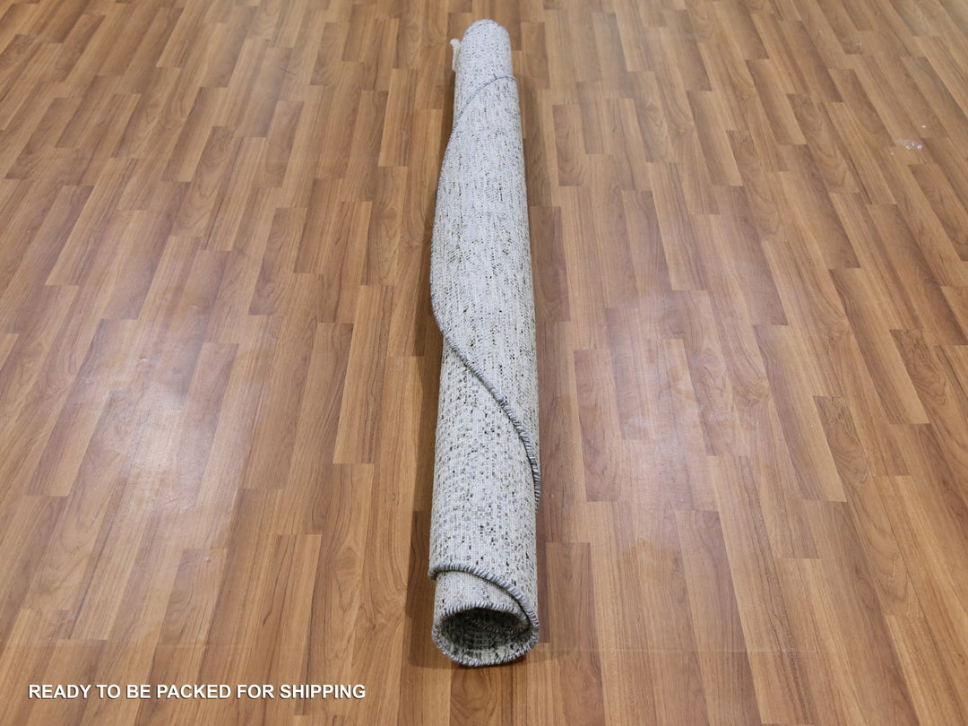 5'9" x 5'9" New Hand Knotted Grey Wool Round Oriental Rug - MOA10279519
