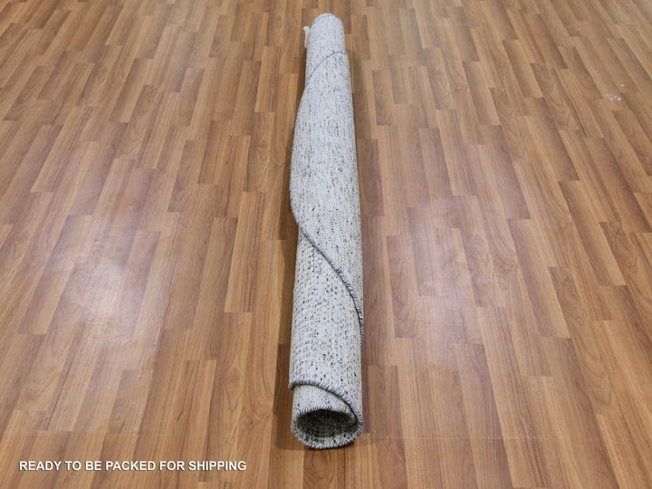 5'9" x 5'9" New Hand Knotted Grey Wool Round Oriental Rug - MOA10279519