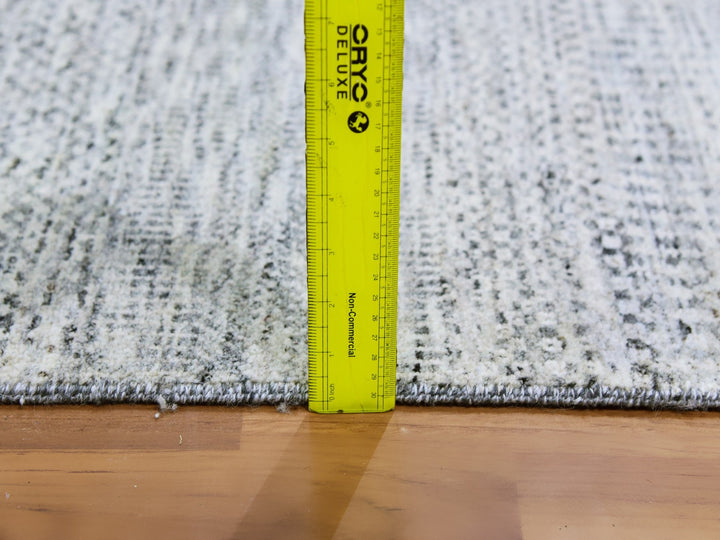 4'0" x 10'1" New Hand Knotted Grey Wool Runner Oriental Rug - MOA10279522