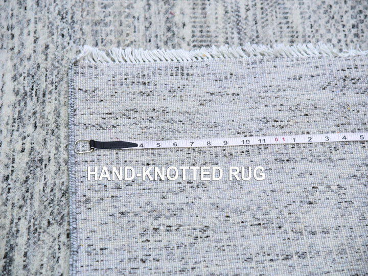 4'0" x 10'1" New Hand Knotted Grey Wool Runner Oriental Rug - MOA10279522