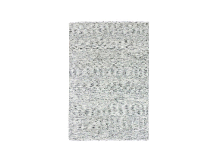 4'0" x 6'4" New Hand Knotted Grey Wool Rectangle Oriental Rug - MOA10279523
