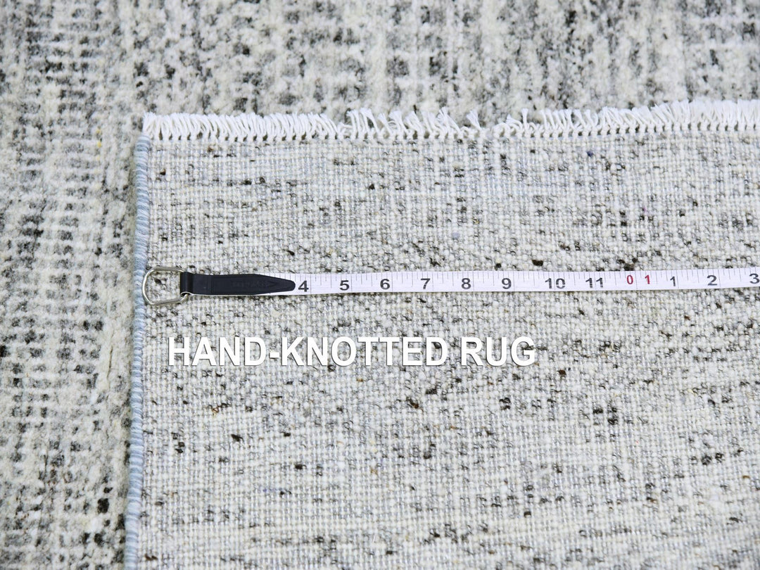 2'11" x 5'1" New Hand Knotted Grey Wool Rectangle Oriental Rug - MOA10279524