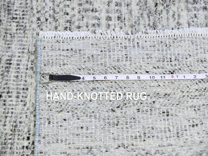 2'11" x 5'1" New Hand Knotted Grey Wool Rectangle Oriental Rug - MOA10279524