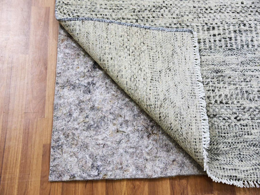 2'6" x 20'5" New Hand Knotted Grey Wool Runner Oriental Rug - MOA10279531