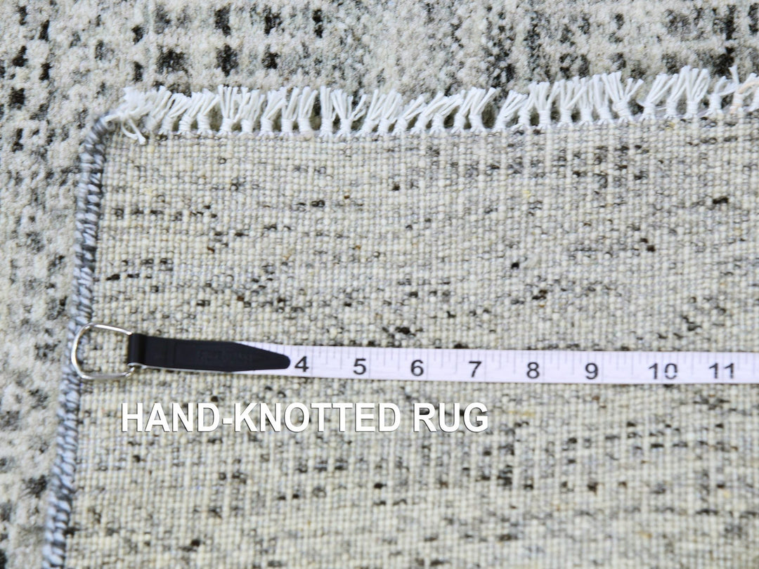 2'6" x 20'5" New Hand Knotted Grey Wool Runner Oriental Rug - MOA10279531