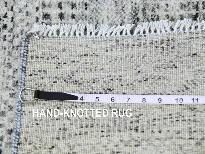 2'6" x 20'5" New Hand Knotted Grey Wool Runner Oriental Rug - MOA10279531