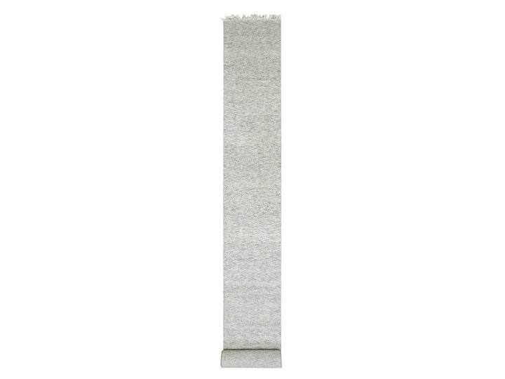 2'6" x 23'4" New Hand Knotted Grey Wool Runner Oriental Rug - MOA10279532