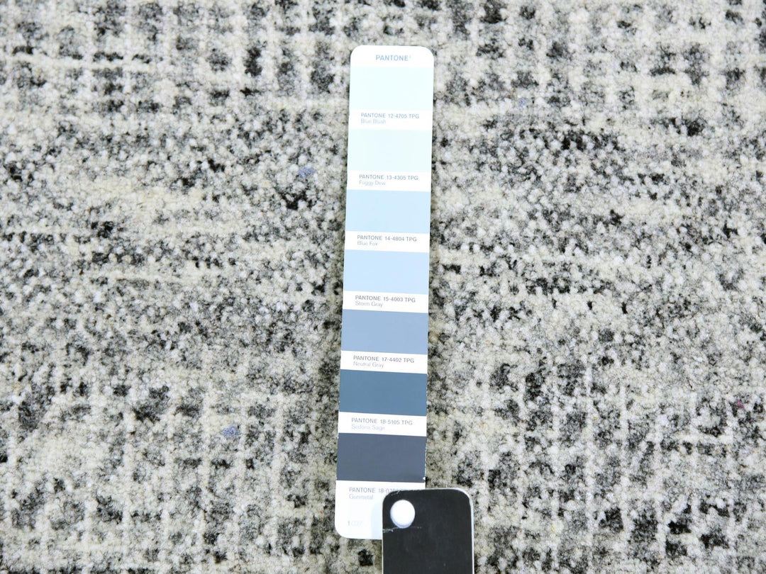 2'6" x 23'4" New Hand Knotted Grey Wool Runner Oriental Rug - MOA10279532
