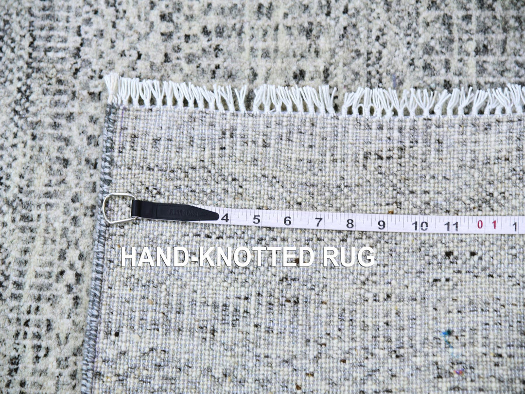 2'6" x 23'4" New Hand Knotted Grey Wool Runner Oriental Rug - MOA10279532