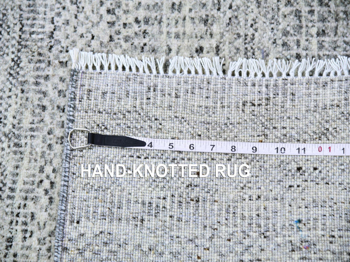 2'6" x 23'4" New Hand Knotted Grey Wool Runner Oriental Rug - MOA10279532