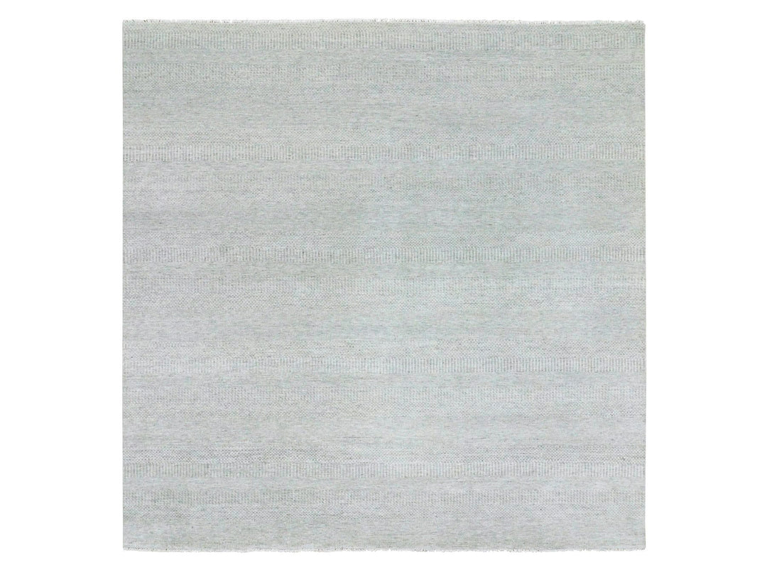 9'11" x 10'0" New Hand Knotted Grey Wool Square Oriental Rug - MOA10279535