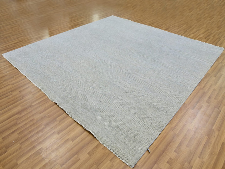 9'11" x 10'0" New Hand Knotted Grey Wool Square Oriental Rug - MOA10279535