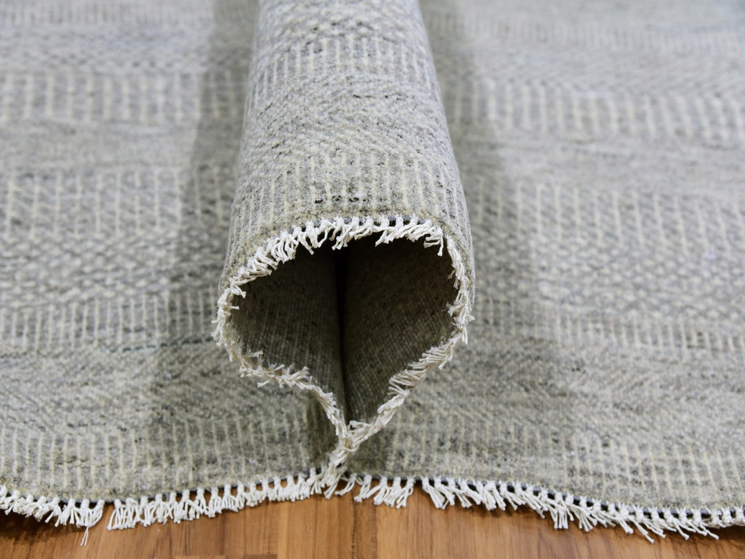 9'11" x 10'0" New Hand Knotted Grey Wool Square Oriental Rug - MOA10279535