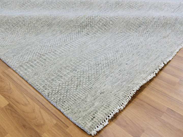 9'11" x 10'0" New Hand Knotted Grey Wool Square Oriental Rug - MOA10279535